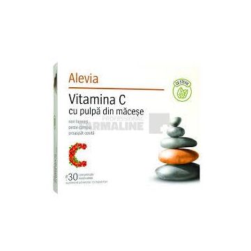 Alevia Vitamina C din pulpa de macese cu stevie 30 comprimate masticabile