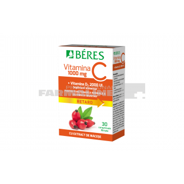 Beres Vitamina C 1000 mg + Vitamina D3 2000 UI, 30 comprimate