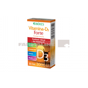 Beres Vitamina D3 Forte 3000 UI 30 comprimate
