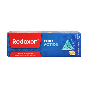 Redoxon Triple Action Vitamine si Zinc pentru sustinerea imunitatii 10 comprimate efervescente