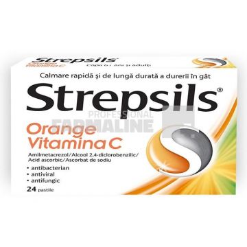 Strepsils Orange Vitamina C 24 comprimate