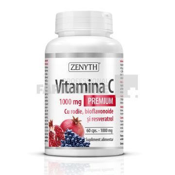 Vitamina C premium 1000 mg cu rodie, bioflavonoide si resveratrol 60 capsule