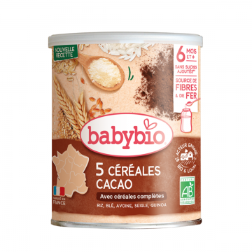 Bio 5 cereale cu cacao si quinoa, 220g, BabyBio