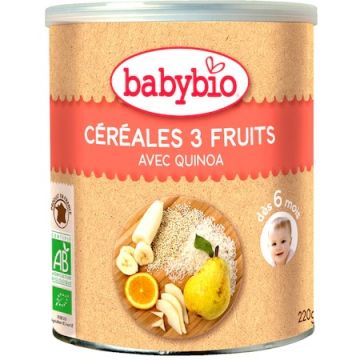 Cereale Bio cu 3 fructe si quinoa, 220g, BabyBio