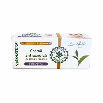 Crema antiacneica superactiva cu argila si propolis, 20ml, VivaNatura