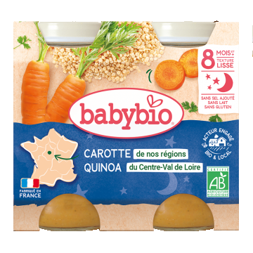 Crema de morcovi si quinoa Bio, 2 x 200g, BabyBio