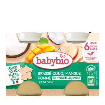 Crema din lapte de cocos cu mango si ananas Bio, 2 x 130g, BabyBio