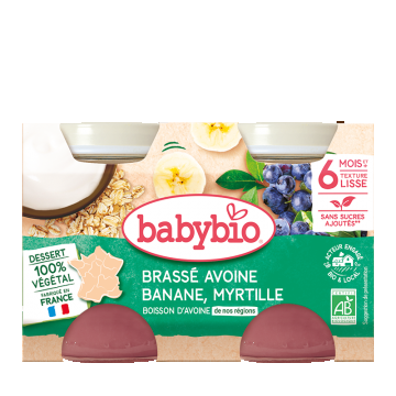 Crema din lapte de ovaz cu banane si afine Bio, 2 x 130g, BabyBio