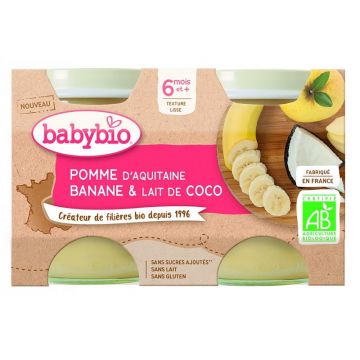 Desert din mere, banane si cocos, 2 x 130g, BabyBio