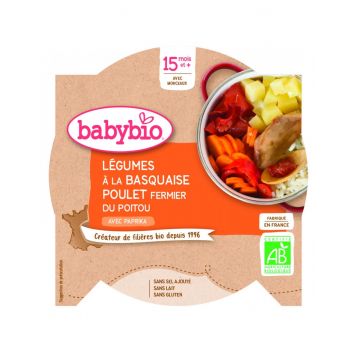 Meniu legume Basquaise si pui Poitou Bio, 260g, BabyBio