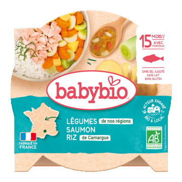 Meniu tocanita din legume, orez si somon +15 luni, 260g, BabyBio