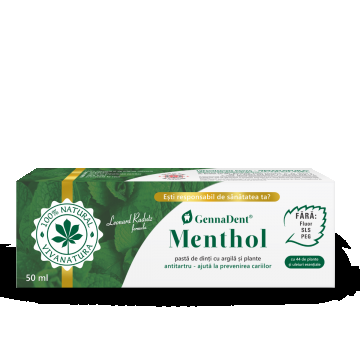 Pasta de dinti GennaDent Menthol, 50ml, VivaNatura
