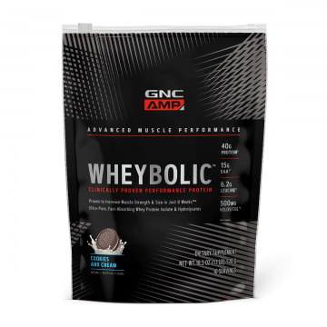 Proteina din zer cu aroma de biscuiti cu crema AMP Wheybolic, 520g, GNC