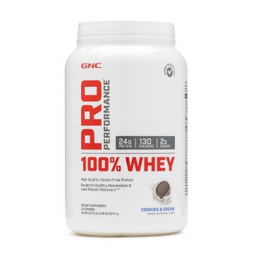Proteina din zer cu aroma de biscuiti si crema Pro Performance 100%, 857.5g, GNC
