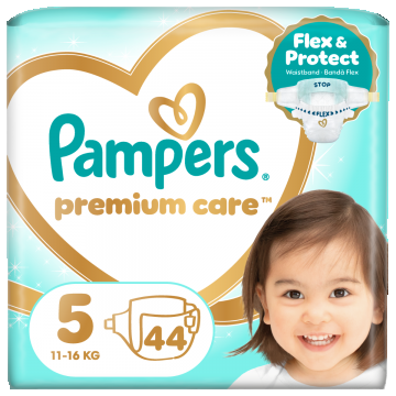 Scutece Premium Care Nr.5 11-16kg, 44 bucati, Pampers