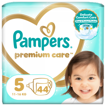 Scutece Premium Care Nr.5 11-16kg, 44 bucati, Pampers