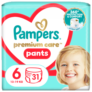 Scutece Premium Care Pants Nr.6 13-19 kg, 31 bucati, Pampers