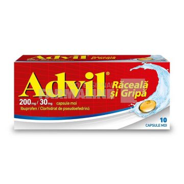 Advil Raceala si Gripa 200 mg/30 mg 10 capsule moi