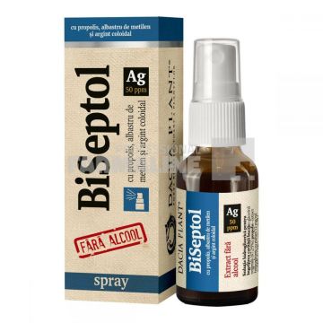 Biseptol Spray cu propolis, albastru de metilen si argint coloidal 50 PPM 20 ml