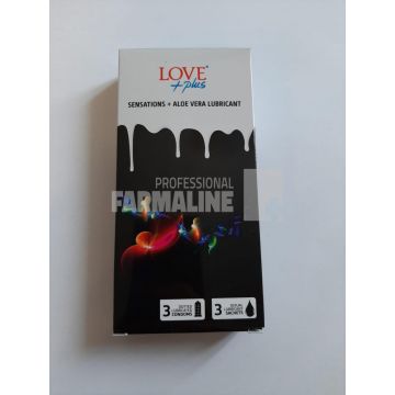 Love Plus Sensations + Aloe Vera Lubricant 3 prezervative + 3 lubrifiante