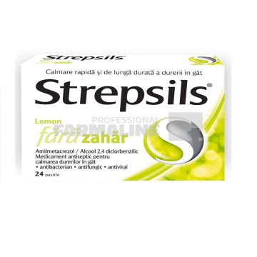 Strepsils Lemon fara zahar 24 comprimate