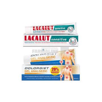 Zdrovit Dolorgiet Gel Analgezic 100ml (20% Reducere) + Lacalut Sensitive Pasta de Dinti 100ml Cadou