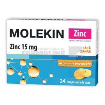 Zdrovit Molekin Zinc fara zahar cu aroma de portocale 15 mg 24 comprimate de supt