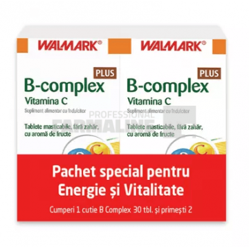 B complex Plus Vitamina C cu aromă de fructe 30 tablete + 30 tablete