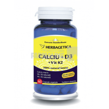 Calciu + D3 + Vitamina K2 60 capsule