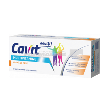 Cavit Adulti Multivitamine cu aroma de caise 20 tablete masticabile