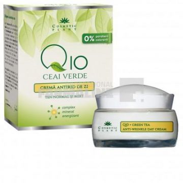 Cosmetic Plant Crema antirid de zi Q10 cu ceai verde si complex mineral energizant ten normal/mixt 50 ml