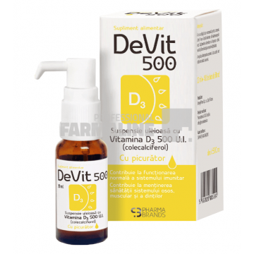 Devit 500 Suspensie uleioasa cu Vitamina D3 500U.I. - picurator 20 ml