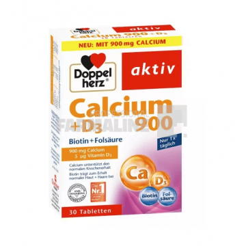 Doppelherz Calciu 900 + D3 + Biotina + Acid folic 30 tablete