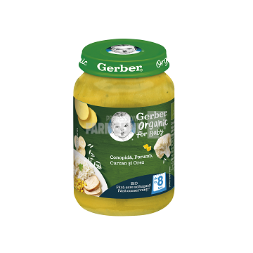 Gerber Piure Bio din legume, porumb, curcan si orez 8 luni+ 190g