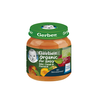 Gerber Piure Bio din mar, caisa si piersica 4 luni+ 125g