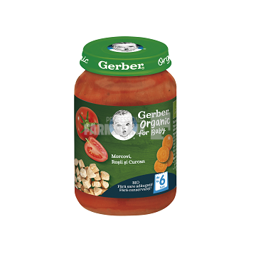 Gerber Piure Bio din morcov, rosii si curcan 6 luni+ 190g