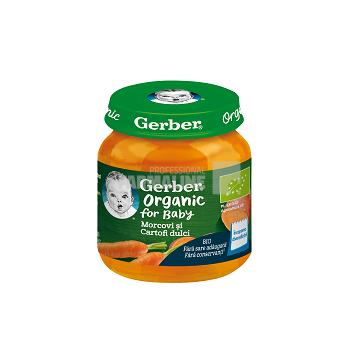 Gerber Piure Bio din morcovi si  cartofi dulci 4 luni+ 125g