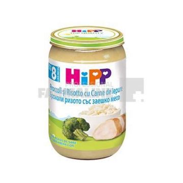 Hipp piure risotto cu broccoli si iepure 8+ luni 220 g