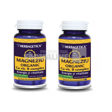Magneziu Organic cu Vitamina B complex 60 capsule Oferta 1 + 1 50% Din al II lea