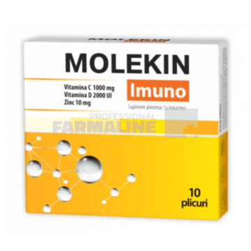Molekin Imuno Vitamina C 1000 mg + Vitamina D 2000 U.I. + Zinc 10 mg 10 plicuri