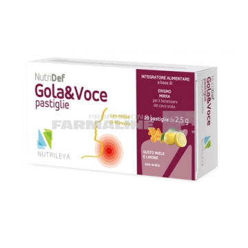 NutriDef Gola&Voce cu Miere de Manuka si Lamaie 20 pastile