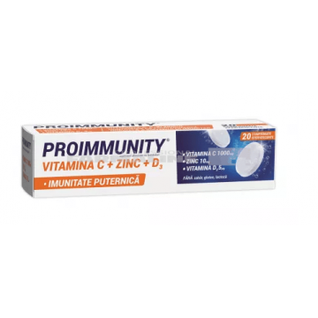 Proimmunity Vitamina C + Zinc + D3 20 comprimate efervescente