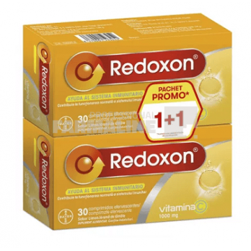 Redoxon Pachet Vitamina C 1000 mg cu aroma de lamaie 30 comprimate efervescente 1 + 1