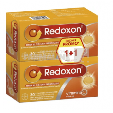 Redoxon Pachet Vitamina C 1000 mg cu aroma de portocale 30 comprimate efervescente 1 +1
