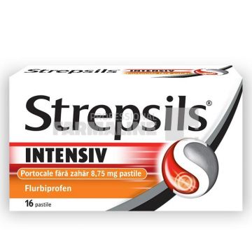 Strepsils intensiv portocale fara zahar 8.75 mg 16 pastile