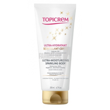 Topicrem Sparkling Lapte corp ultra hidratant cu particule stralucitoare aurii 200 ml