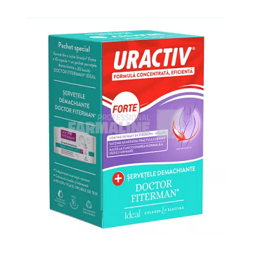 Uractiv Forte 10 capsule + Servetele demachiante Ideal 20 buc