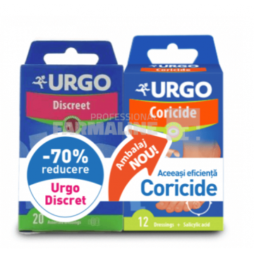 Urgo Coricide 12 bucati + Urgo Discreet 20 bucati 70% Din al II lea