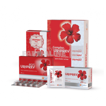 Uriprev Complex: Uriprev Acut 10 capsule + Uriprev 12 plicuri + Uriprev Fito 60 g