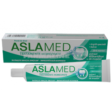 Aslamed Pasta de dinti recomandata in tratamente homeopate 75 ml